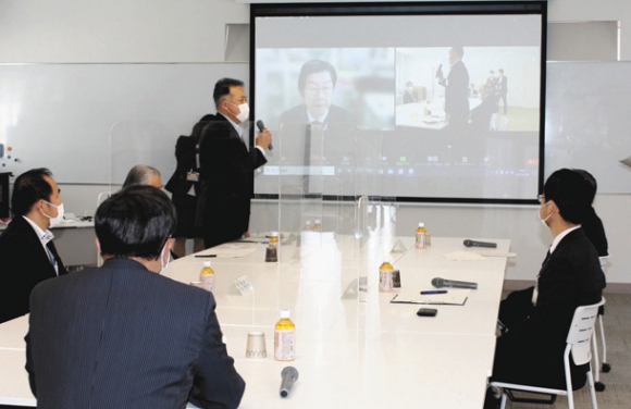 本年度の事業計画を決めた氷見市と名城大の連携協議会=氷見市役所で
