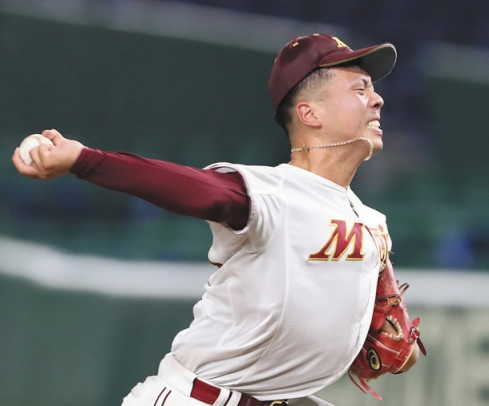 沖縄大を3安打9奪三振に抑え完封勝利した名城大・松本=東京ドームで