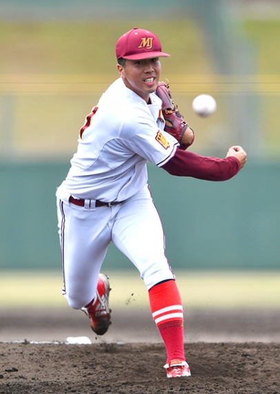 中部大－名城大　２番手で登板した名城大・松本＝春日井市民球場で